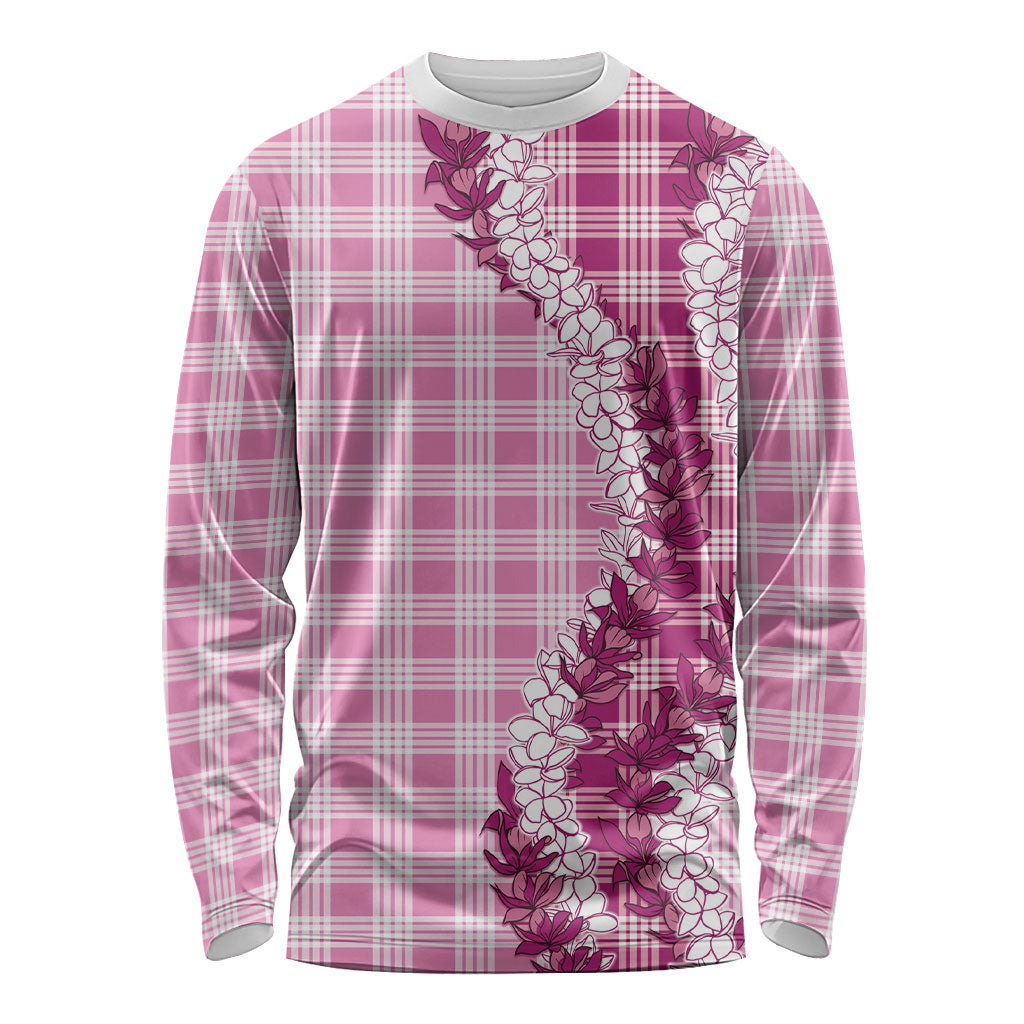 Pink Hawaii Palaka Long Sleeve Shirt Hawaiian Honohono Lei