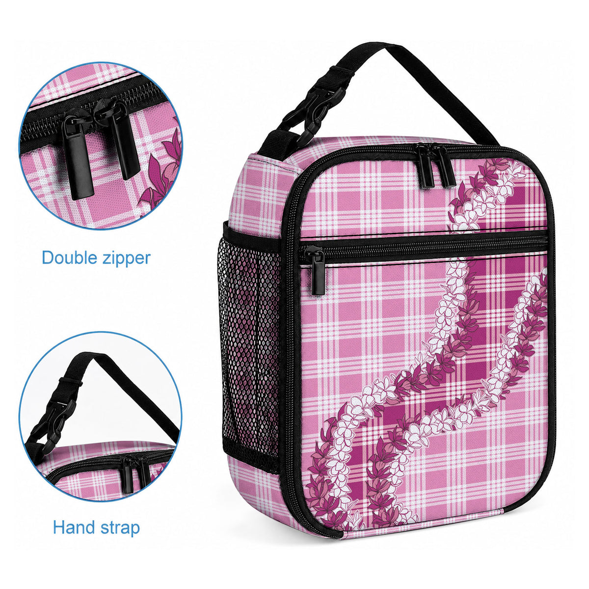Pink Hawaii Palaka Lunch Bag Hawaiian Honohono Lei LT05 - Polynesian Pride