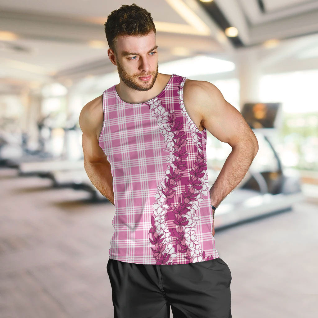 Pink Hawaii Palaka Men Tank Top Hawaiian Honohono Lei