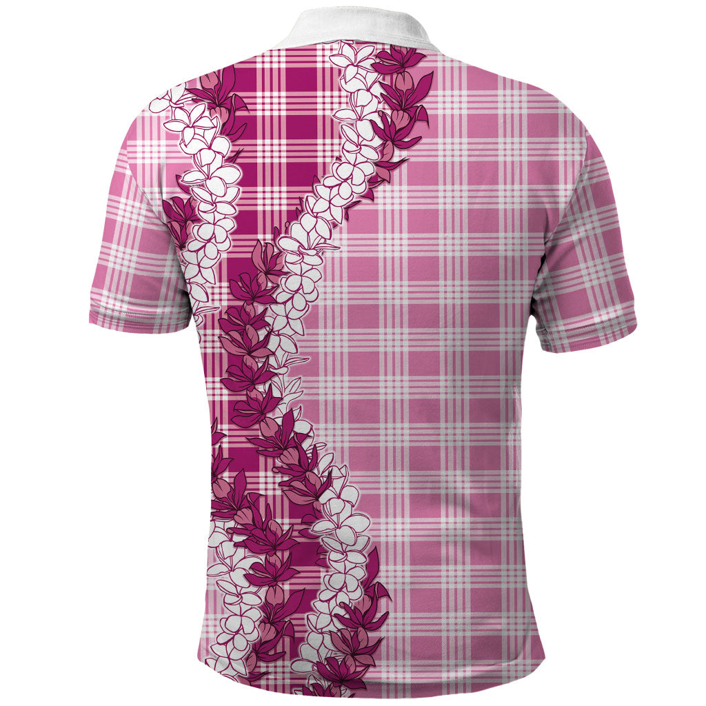 Pink Hawaii Palaka Polo Shirt Hawaiian Honohono Lei