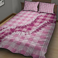 Pink Hawaii Palaka Quilt Bed Set Hawaiian Honohono Lei