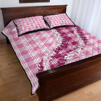 Pink Hawaii Palaka Quilt Bed Set Hawaiian Honohono Lei