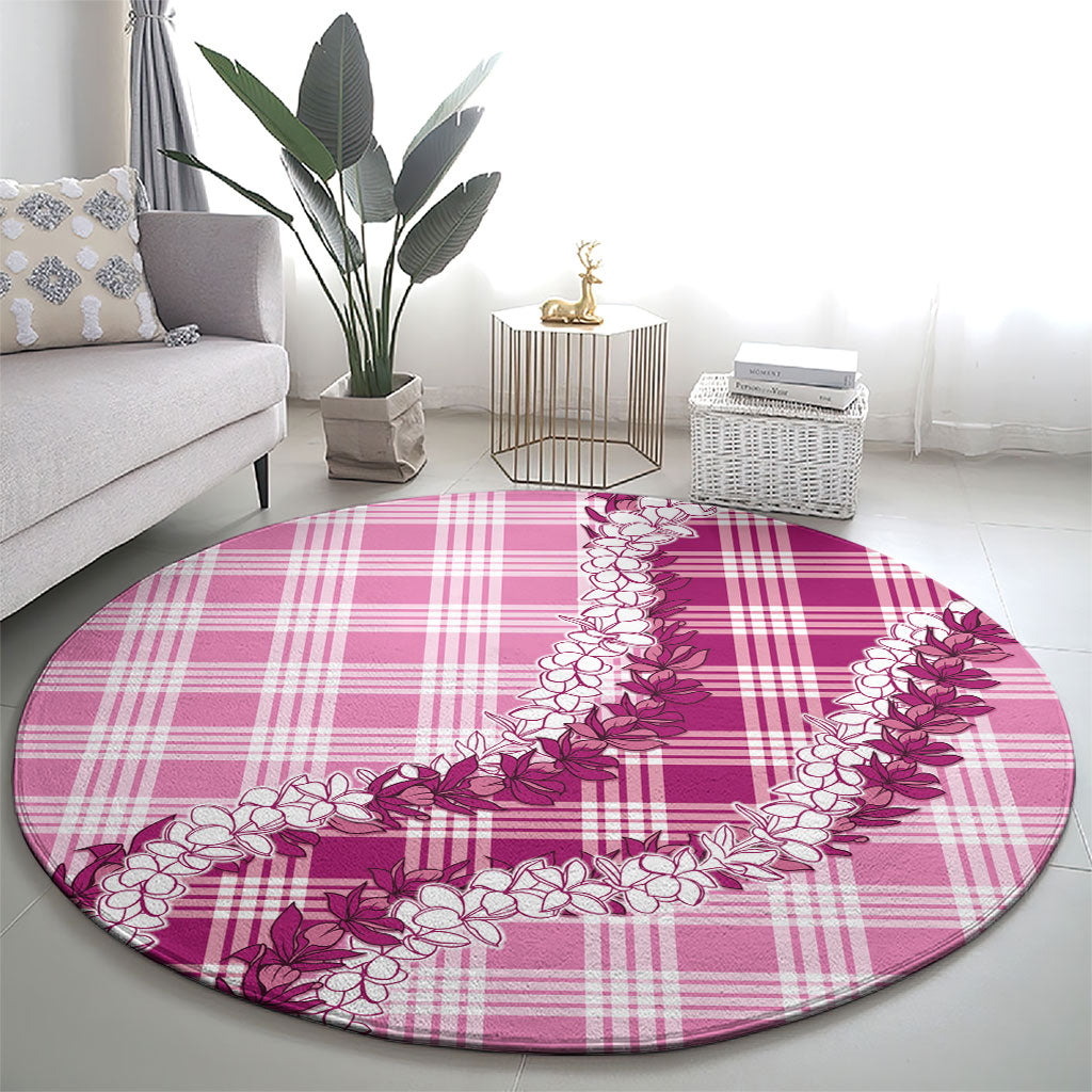 Pink Hawaii Palaka Round Carpet Hawaiian Honohono Lei