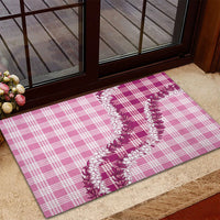 Pink Hawaii Palaka Rubber Doormat Hawaiian Honohono Lei