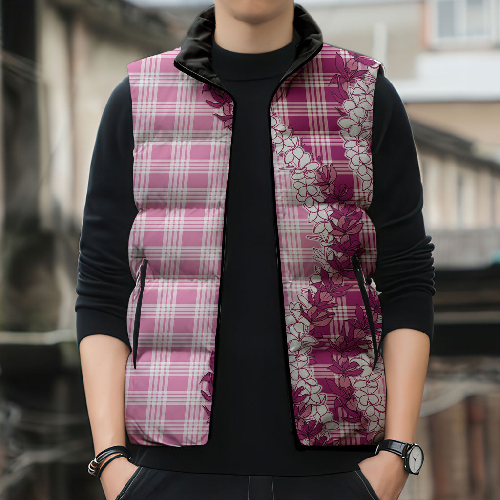 Pink Hawaii Palaka Sleeveless Puffer Jacket Hawaiian Honohono Lei LT05 - Polynesian Pride