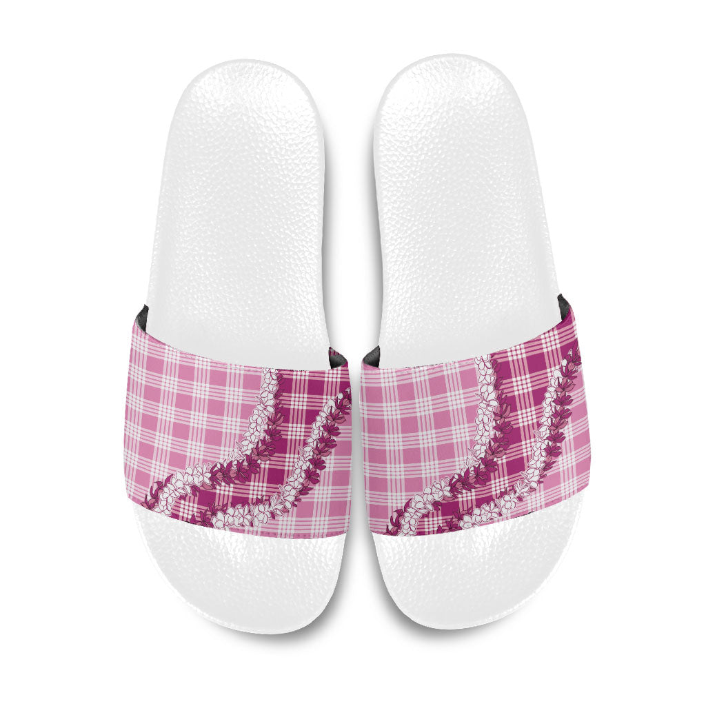 Pink Hawaii Palaka Slide Sandals Hawaiian Honohono Lei