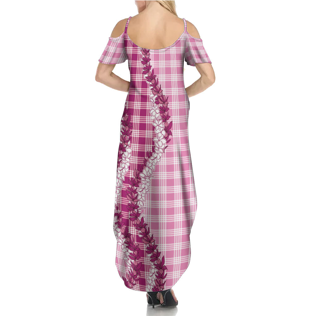 Pink Hawaii Palaka Summer Maxi Dress Hawaiian Honohono Lei