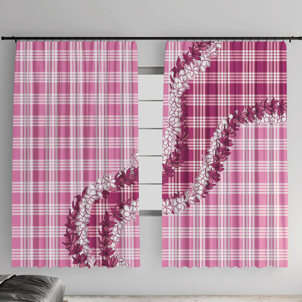 Pink Hawaii Palaka Window Curtain Hawaiian Honohono Lei
