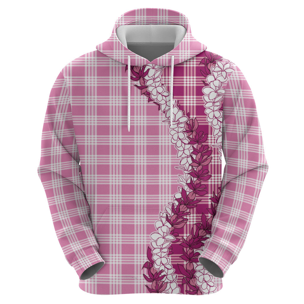 Pink Hawaii Palaka Zip Hoodie Hawaiian Honohono Lei