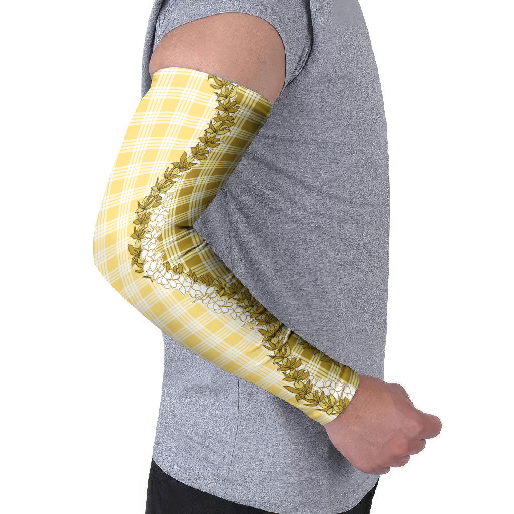 Yellow Hawaii Palaka Arm Sleeves Hawaiian Honohono Lei