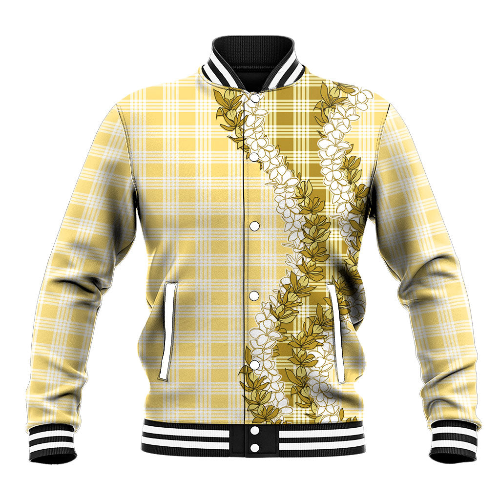 Yellow Hawaii Palaka Baseball Jacket Hawaiian Honohono Lei