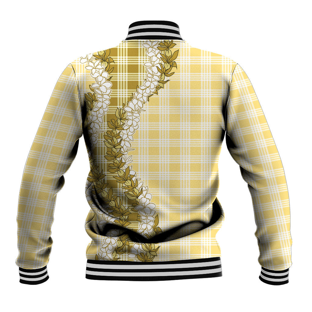 Yellow Hawaii Palaka Baseball Jacket Hawaiian Honohono Lei
