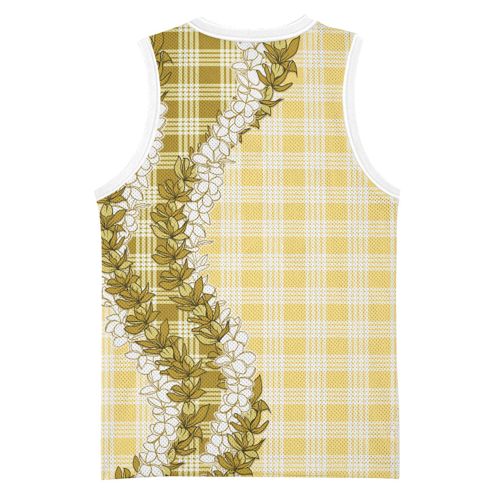 Yellow Hawaii Palaka Basketball Jersey Hawaiian Honohono Lei