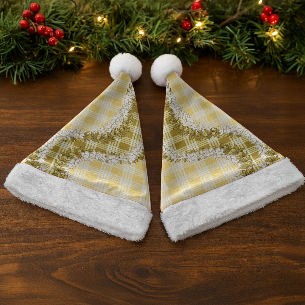 Yellow Hawaii Palaka Christmas Santa Hat Hawaiian Honohono Lei LT05 - Polynesian Pride