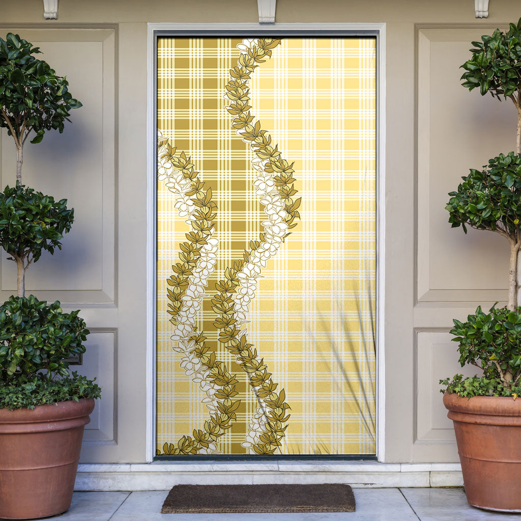 Yellow Hawaii Palaka Door Cover Hawaiian Honohono Lei