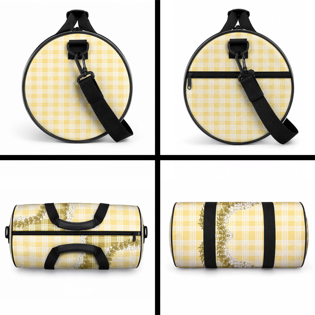 Yellow Hawaii Palaka Duffle Bag Hawaiian Honohono Lei LT05 - Polynesian Pride
