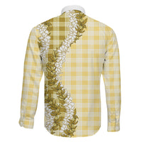 Yellow Hawaii Palaka Family Matching Long Sleeve Bodycon Dress and Hawaiian Shirt Hawaiian Honohono Lei LT05 - Polynesian Pride
