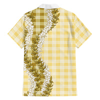 Yellow Hawaii Palaka Family Matching Off Shoulder Maxi Dress and Hawaiian Shirt Hawaiian Honohono Lei LT05 - Polynesian Pride