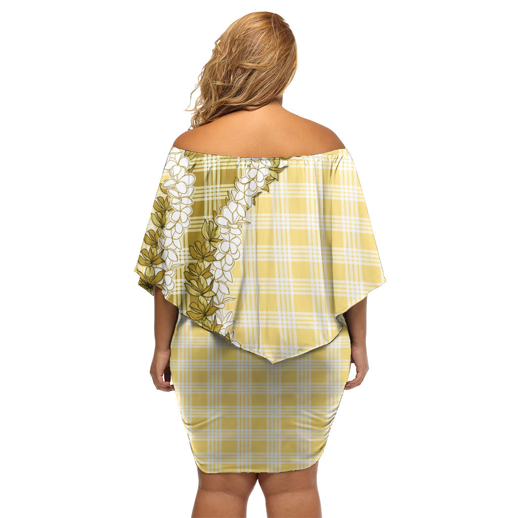 Yellow Hawaii Palaka Family Matching Off Shoulder Short Dress and Hawaiian Shirt Hawaiian Honohono Lei LT05 - Polynesian Pride