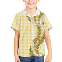 Yellow Hawaii Palaka Family Matching Puletasi and Hawaiian Shirt Hawaiian Honohono Lei LT05 Son's Shirt Yellow - Polynesian Pride