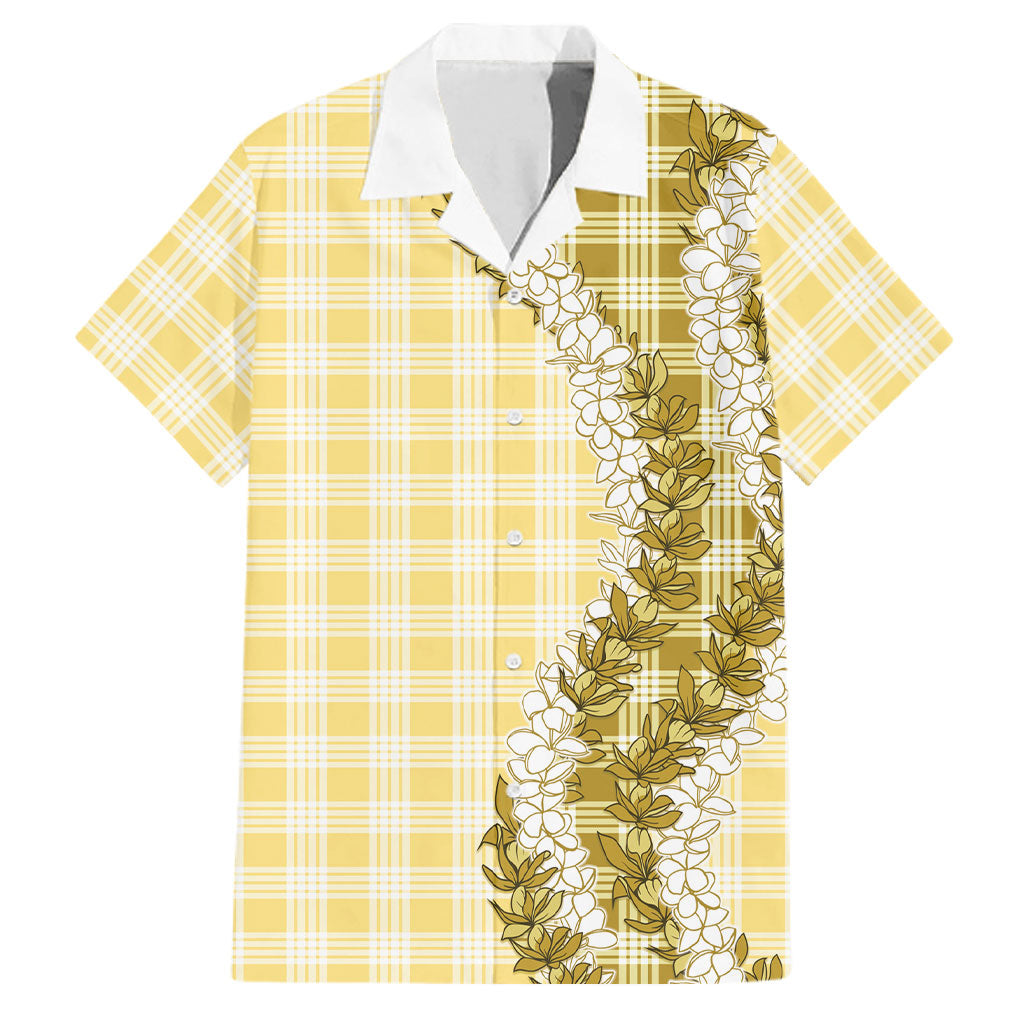 Yellow Hawaii Palaka Family Matching Summer Maxi Dress and Hawaiian Shirt Hawaiian Honohono Lei LT05 Dad's Shirt - Short Sleeve Yellow - Polynesian Pride