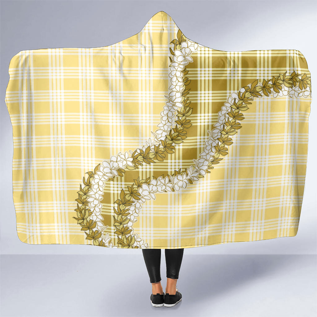 Yellow Hawaii Palaka Hooded Blanket Hawaiian Honohono Lei