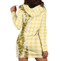 Yellow Hawaii Palaka Hoodie Dress Hawaiian Honohono Lei