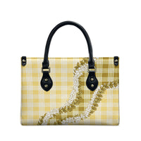 Yellow Hawaii Palaka Leather Bag Hawaiian Honohono Lei
