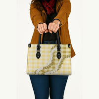 Yellow Hawaii Palaka Leather Bag Hawaiian Honohono Lei