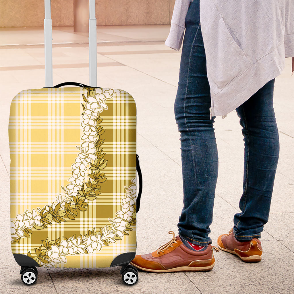Yellow Hawaii Palaka Luggage Cover Hawaiian Honohono Lei