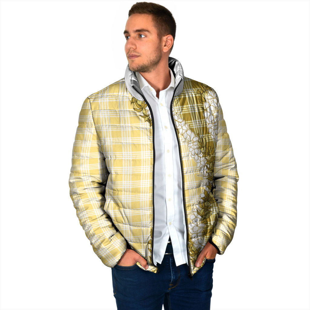 Yellow Hawaii Palaka Padded Jacket Hawaiian Honohono Lei