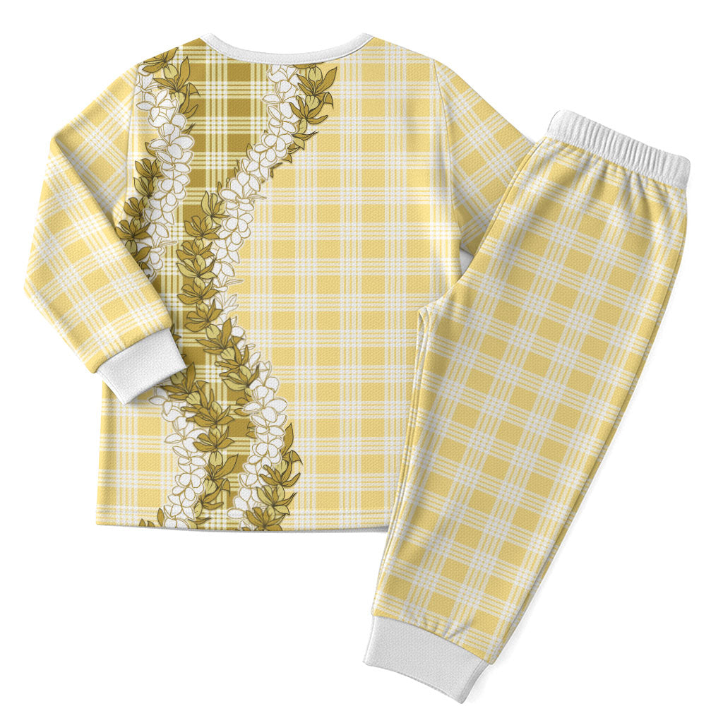Yellow Hawaii Palaka Christmas Pajama Set Hawaiian Honohono Lei LT05 - Polynesian Pride