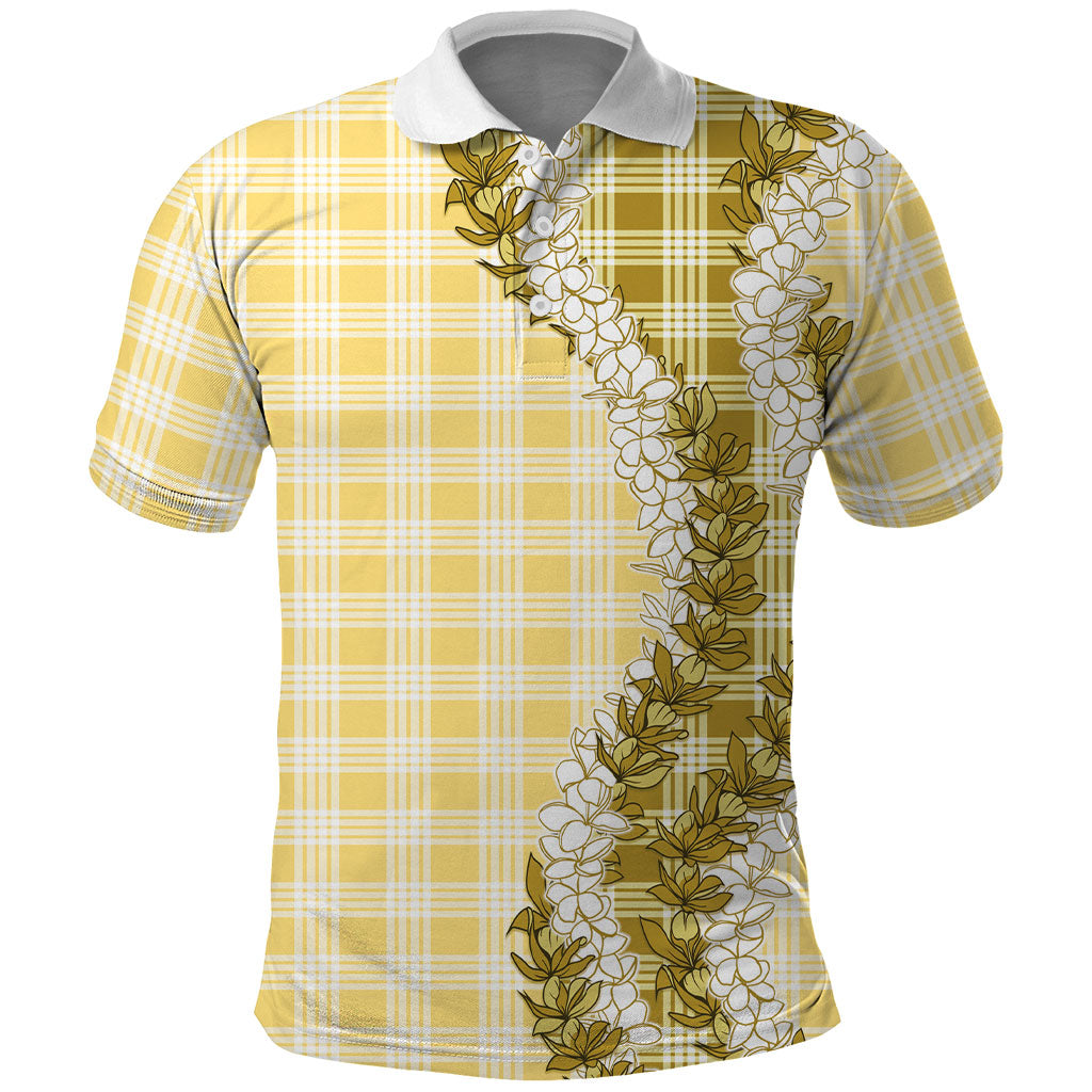 Yellow Hawaii Palaka Polo Shirt Hawaiian Honohono Lei