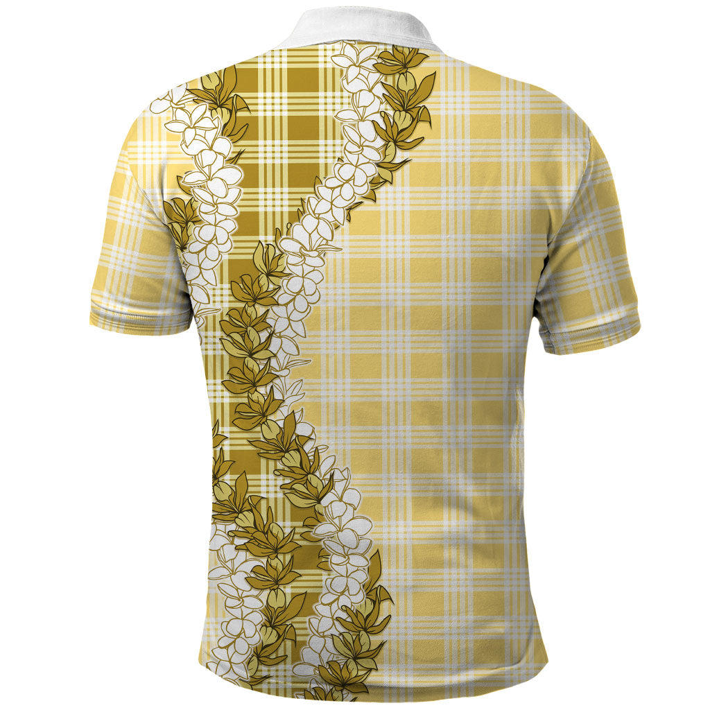 Yellow Hawaii Palaka Polo Shirt Hawaiian Honohono Lei