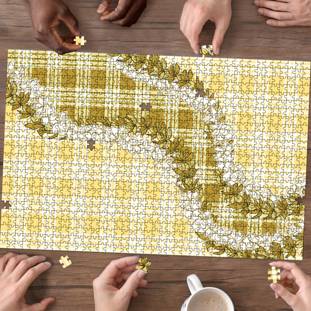 Yellow Hawaii Palaka Puzzle Hawaiian Honohono Lei