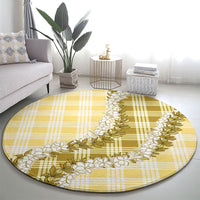 Yellow Hawaii Palaka Round Carpet Hawaiian Honohono Lei