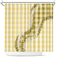 Yellow Hawaii Palaka Shower Curtain Hawaiian Honohono Lei