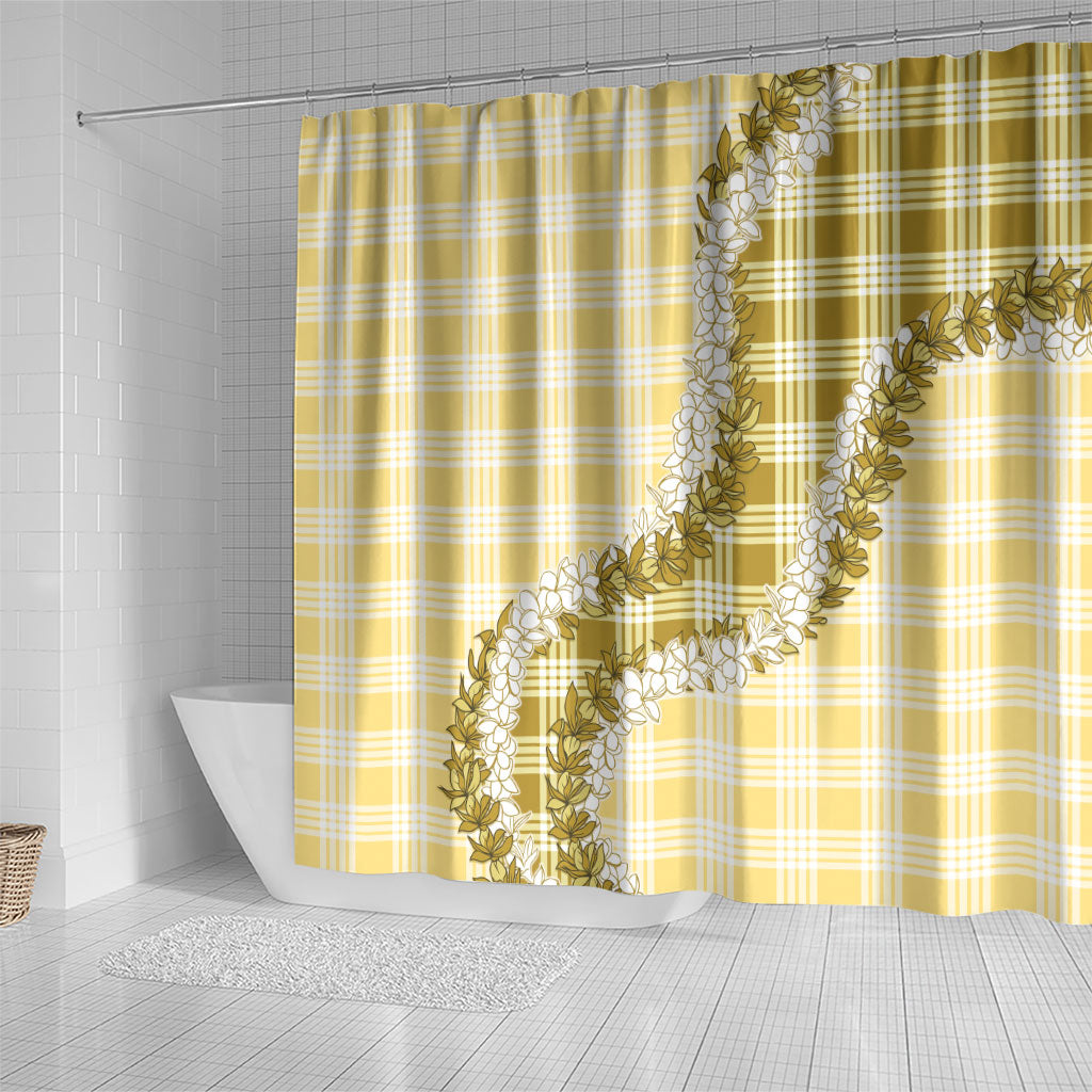Yellow Hawaii Palaka Shower Curtain Hawaiian Honohono Lei