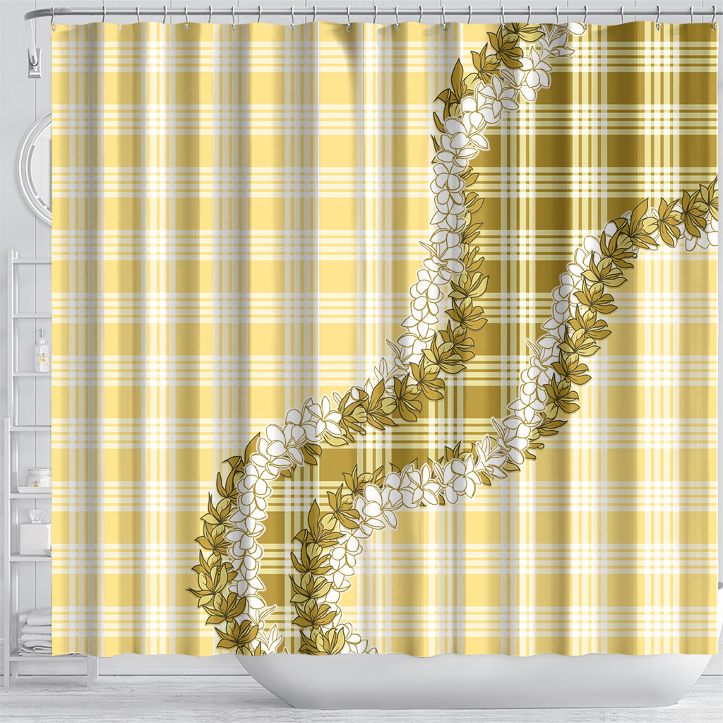 Yellow Hawaii Palaka Shower Curtain Hawaiian Honohono Lei