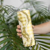 Yellow Hawaii Palaka Skinny Tumbler Hawaiian Honohono Lei LT05 - Polynesian Pride