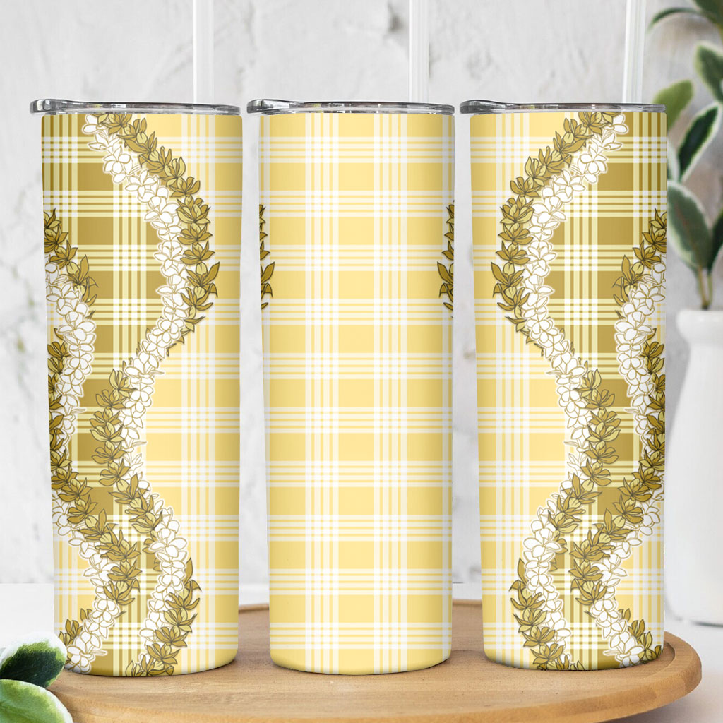 Yellow Hawaii Palaka Skinny Tumbler Hawaiian Honohono Lei LT05 - Polynesian Pride
