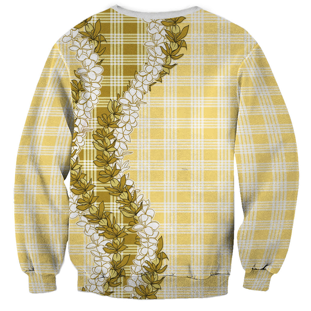 Yellow Hawaii Palaka Sweatshirt Hawaiian Honohono Lei