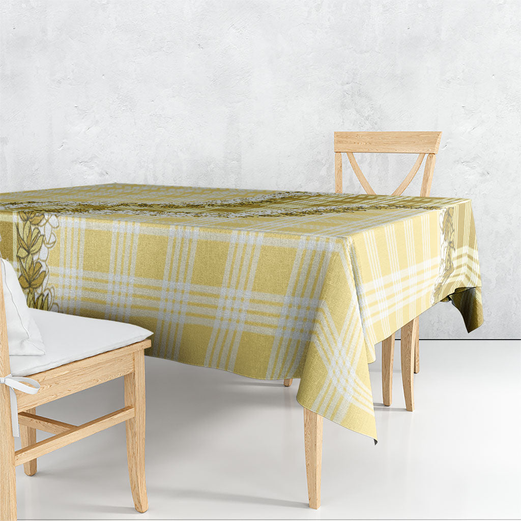 Yellow Hawaii Palaka Tablecloth Hawaiian Honohono Lei