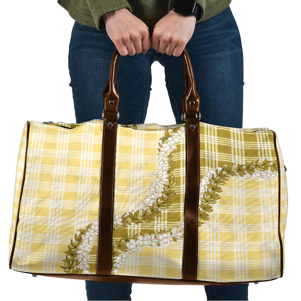 Yellow Hawaii Palaka Travel Bag Hawaiian Honohono Lei