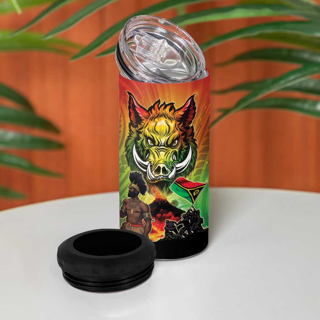 Vanuatu July 30th 1980 4 in 1 Can Cooler Tumbler Happy Independence Day - Polynesian Pride