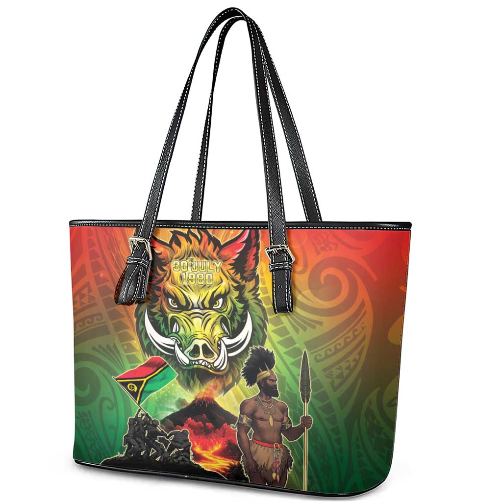 Vanuatu July 30th 1980 Leather Tote Bag Happy Independence Day - Polynesian Pride