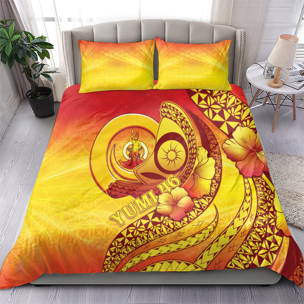 Vanuatu 46 Yia Indipendens Anivesari Bedding Set Tamtam Drum With Boar Tusk LT05 - Polynesian Pride