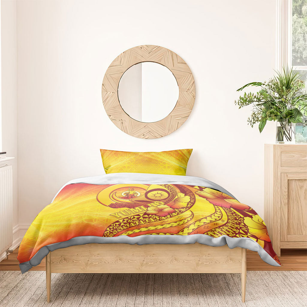 Vanuatu 46 Yia Indipendens Anivesari Bedding Set Tamtam Drum With Boar Tusk LT05 - Polynesian Pride