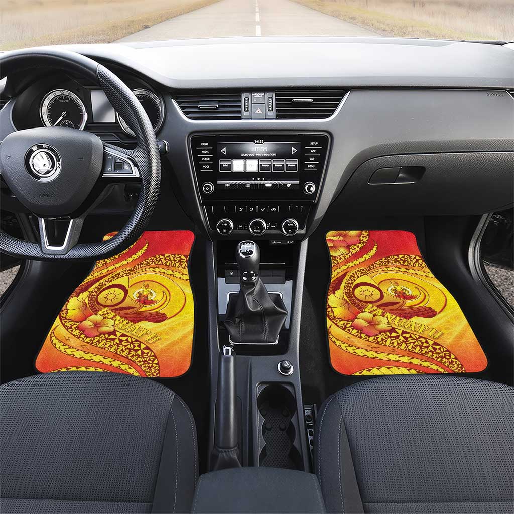 Vanuatu 45 Yia Indipendens Anivesari Car Mats Tamtam Drum With Boar Tusk - Polynesian Pride