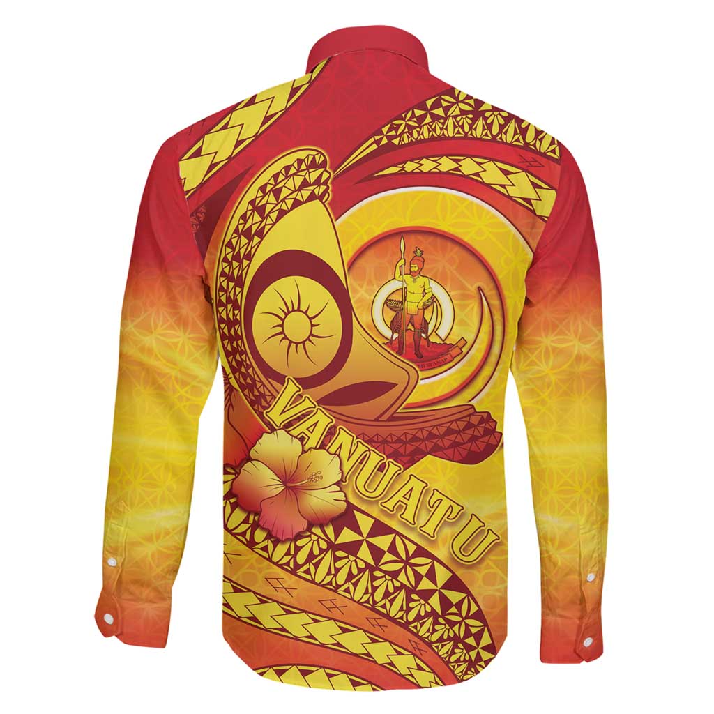 Vanuatu 45 Yia Indipendens Anivesari Family Matching Long Sleeve Bodycon Dress and Hawaiian Shirt Tamtam Drum With Boar Tusk LT05 - Polynesian Pride